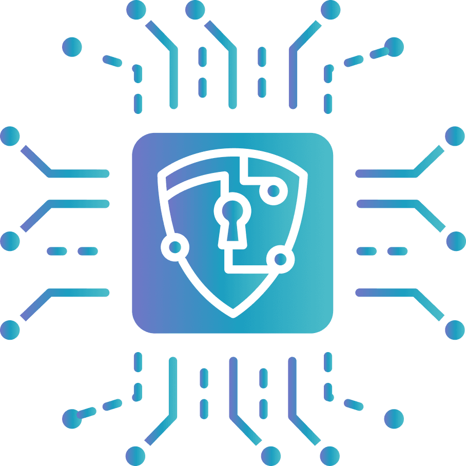 Tokenization shield icon with connected data lines representing secure data linkage.