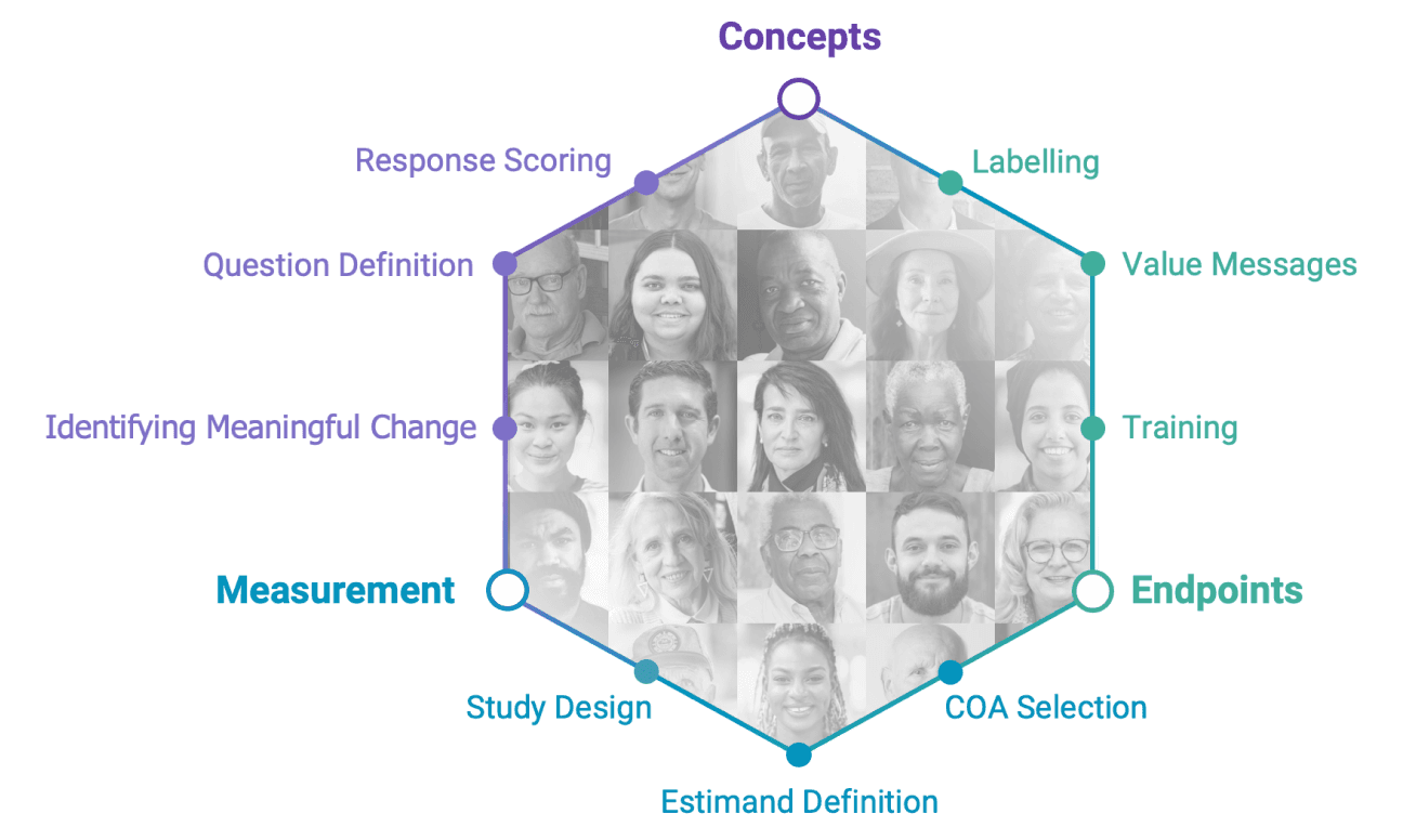 Concepts and measurement diagram for clinical endpoint selection