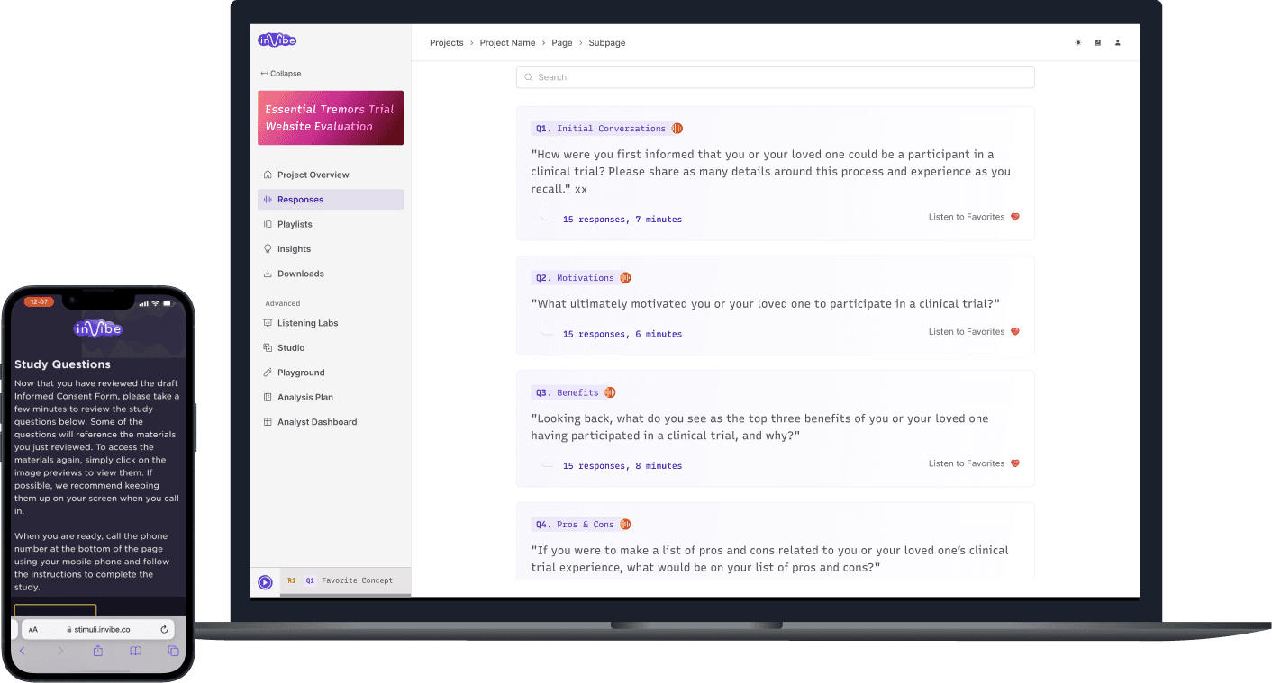 THREAD patient listening experience shown on mobile and desktop