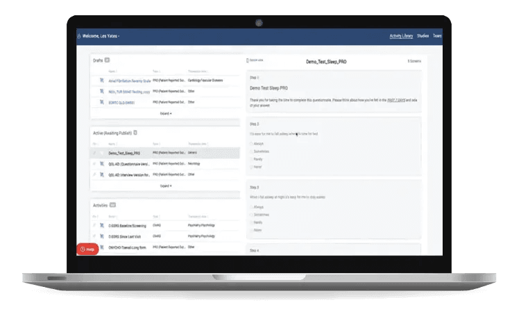 THREAD adaptive trial workflow shown on a laptop