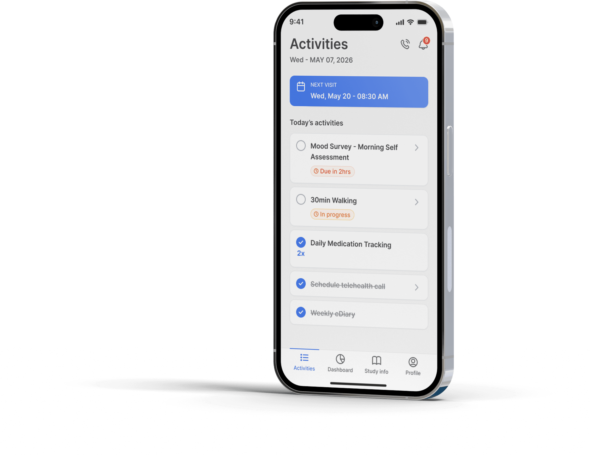 THREAD participant activities shown on a smartphone